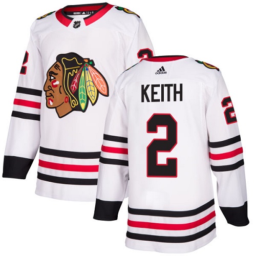 Adidas Men Chicago Blackhawks 2 Duncan Keith White Road Authentic Stitched NHL Jersey